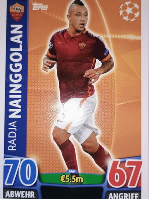 Radja Nainggolan AS Roma collectible card used, Topps Champions League 2015-2016