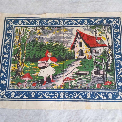 Red Riding Hood print on fabric used, from 1950s - 1960s