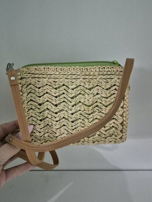 Straw bag Fullah Sugah like new with brown and green details