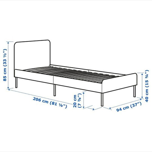 IKEA SLATTUM bed 90x200cm with VESTERÖY mattress 90x200