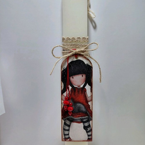 Handmade candle with Santoro bookmark new