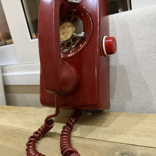 Western Electric Wall Phone Model 554 used, vintage cherry red rotary