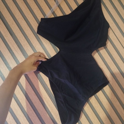 Shein black one-piece swimsuit like new with side cutouts and open back