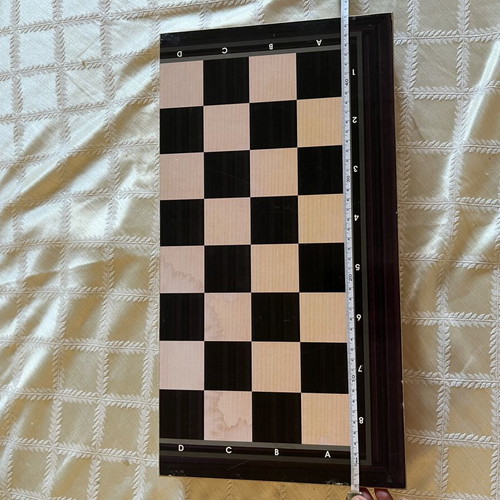 Wooden backgammon board 47 cm, new with two pairs of checkers
