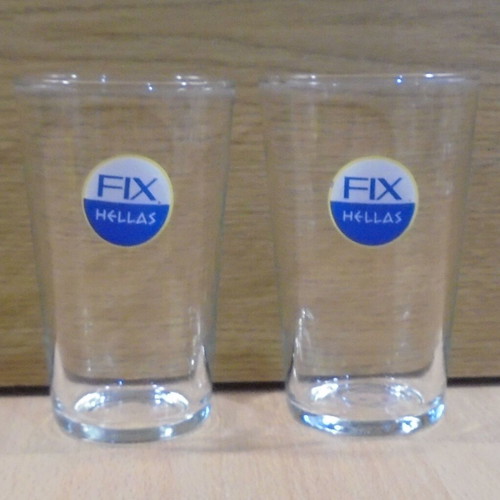 Fix Hellas beer set of two old promotional glasses 250ml used
