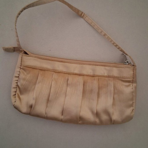 Women's satin bags new, brown and gold, set of 2