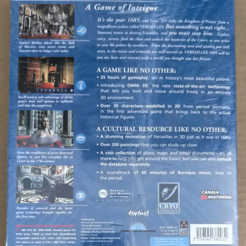 Versailles 1685 A Game Of Intrigue PC CD-ROM like new, Big Box