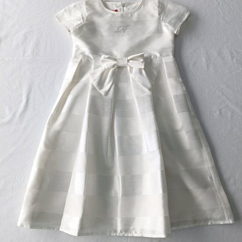 Mini Raxevsky girls dress white 8 years like new, elegant with bow
