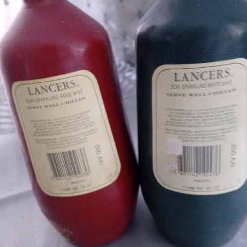 Lancers 2002 wine bottles new, semi sparkling white and rose