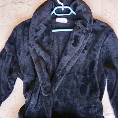 Cool women's cotton fleece bathrobe, size M, black