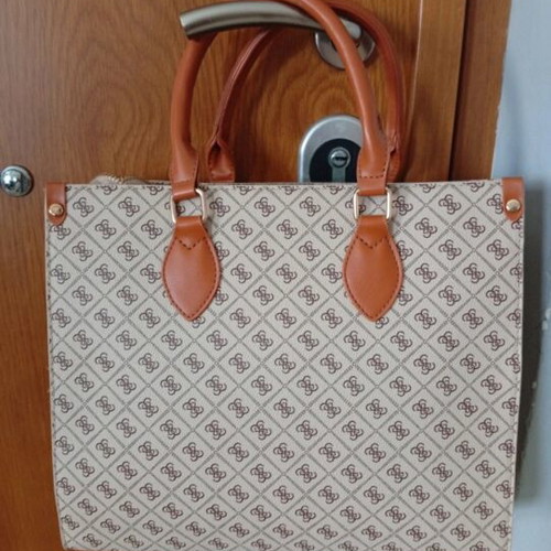 Handbag and shoulder bag, beige and brown