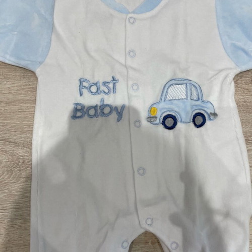 0-3 months Velour romper for baby boy