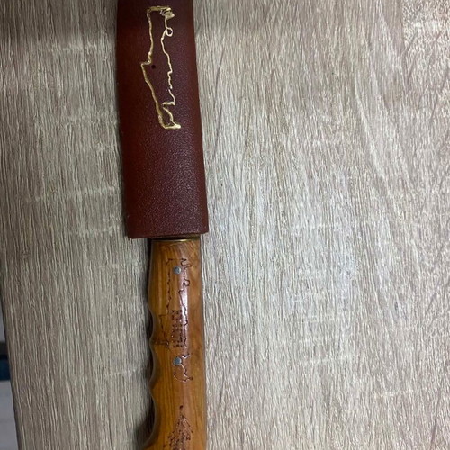 Traditional Cretan Knife with Olive Wood Handle and Leather Sheath new