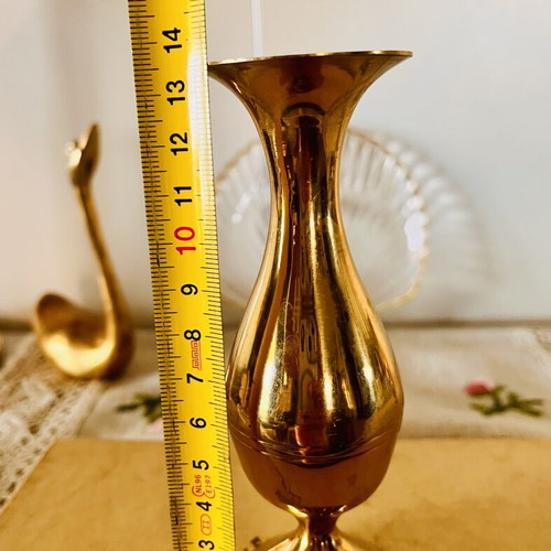 Brass Bud Vases set of two vintage polished, like new