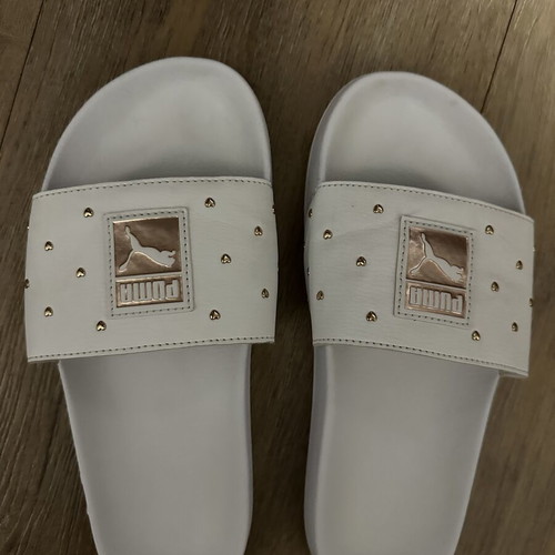 Puma slippers with pink gold studs size 38