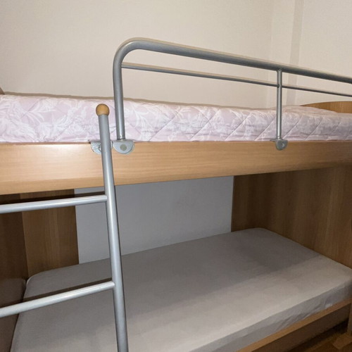 Neoset wooden bunk bed with two mattresses, like new