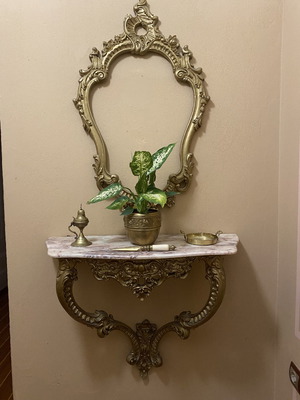 Κονσόλα με κορνίζα καθρέφτη και μάρμαρο μεταχειρισμένη, μπαρόκ