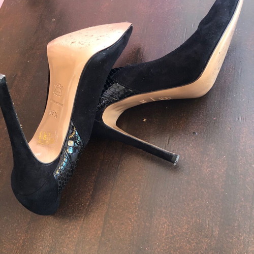 J. Bournazos black suede pumps size 37.5 like new
