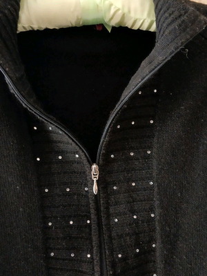 Wool cardigan used, black and silver, size L