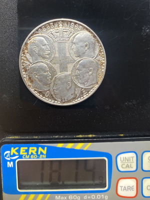 Silver Collectible 30 Drachma Coin 1963 "5 Kings"