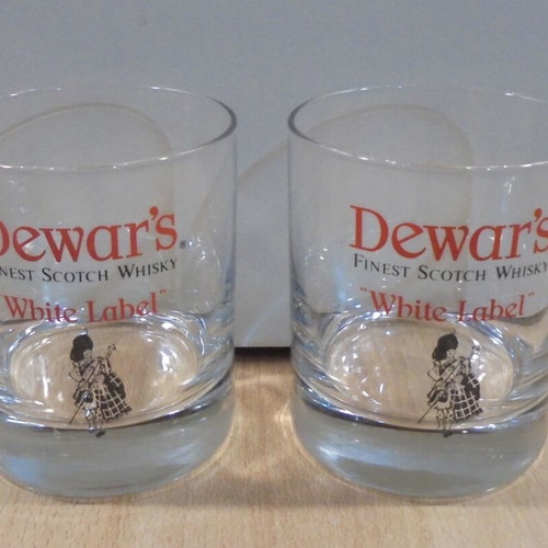 Dewar's Scotch Whisky set of two promotional glasses used