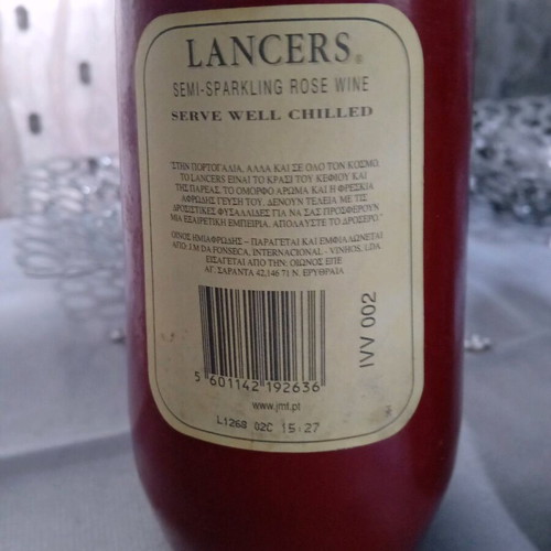 Lancers 2002 wine bottles new, semi sparkling white and rose