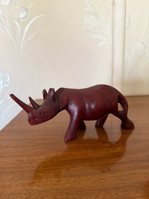 Handmade wooden rhinoceros decorative figurine like new