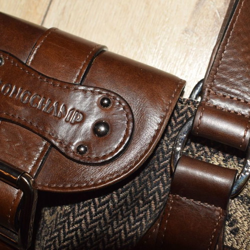 Longchamp Idole fabric and leather vintage handbag like new, brown