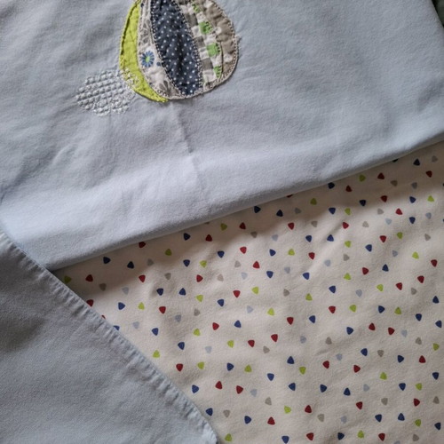Kentia Bebe crib sheets like new, 3-piece set 100% cotton