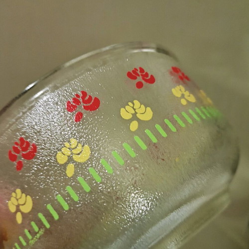 Glass bowl new with designs for breakfast or dessert