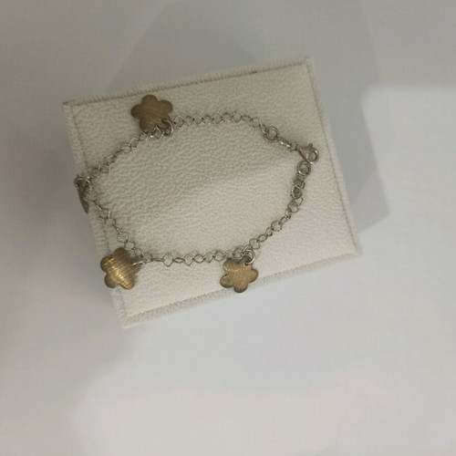 Silver 925 bracelet like new with gold flowers