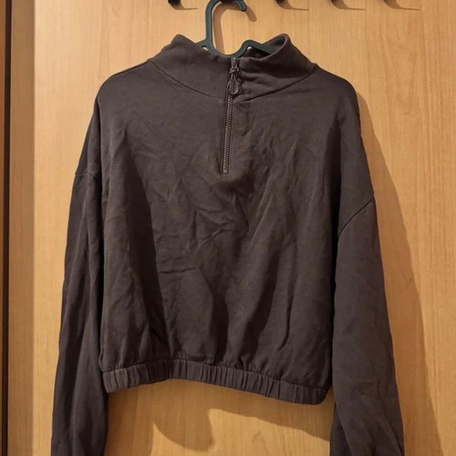 Crop sweatshirt used brown with zipper Terranova size L