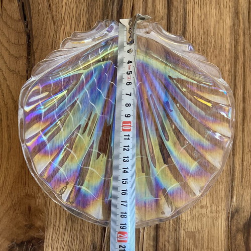 Iridescent crystal platter shell shaped like new