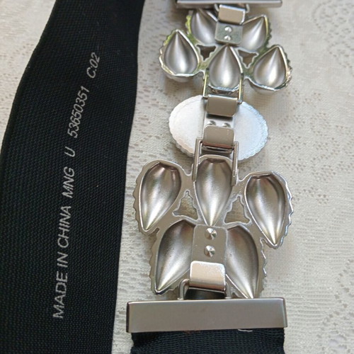 MNG Elastic Waist Belt New, Early 2000s, Black and Silver