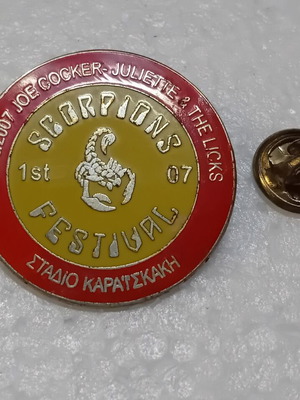 Scorpions Joe Cocker 18/6/2007 Karaiskaki Stadium Collectible Pin new