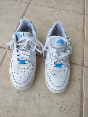 Nike Air Force 1 Low sneakers size 38 used, white and blue gingham