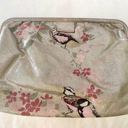 Miss Budd Love Birds leather clutch bag silver with bird design