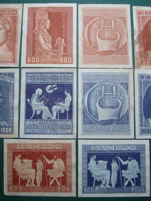 Collection of 10 used book stamps from the 1950s