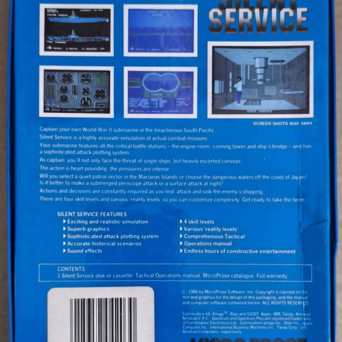 Silent Service MicroProse Amiga like new, blue colour box