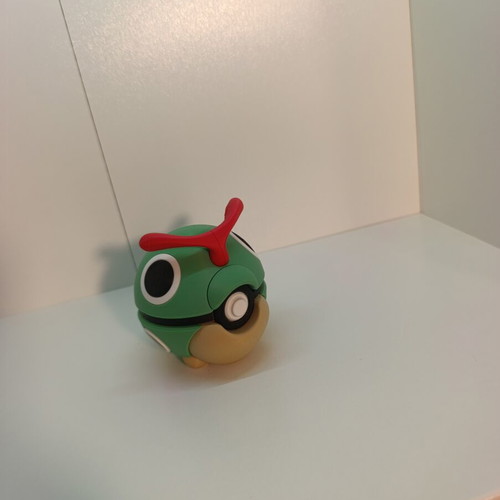 Caterpie Pokéball Clicker 3D printed collectible