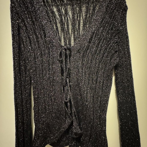 Mango crochet-style cardigan like new, black and silver