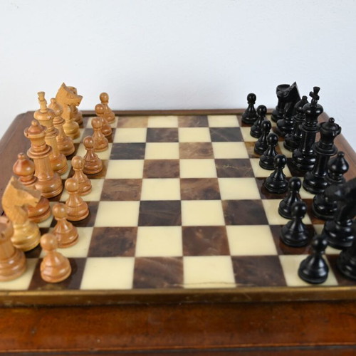 Chess set used, complete, 33 cm