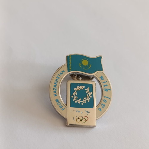 Olympic Games Athens 2004 souvenir pin used from Kazakhstan