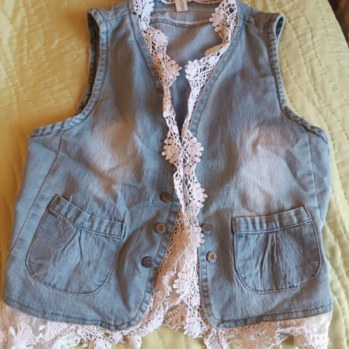The Kids Show denim vest for girls with lace, like new, sizes 100-140 cm