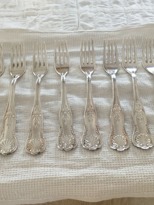 Kings Pattern Vintage Food Forks Set of 12 NOS Silver Plated