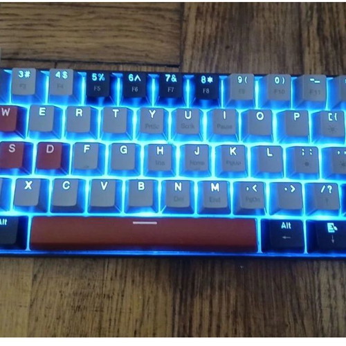 MageGee MK-Star 61 Mechanical Keyboard used with blue lighting