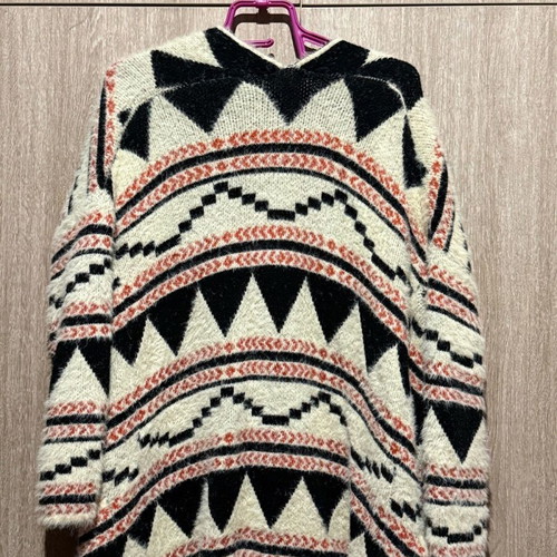 Knitted long cardigan new, beige multicolor, one size