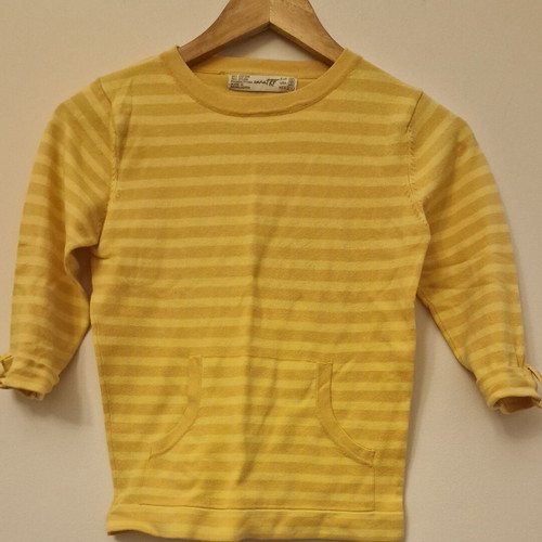 Zara striped blouse 3/4 sleeve like new, yellow, size S