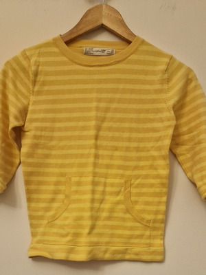 Zara striped blouse 3/4 sleeve like new, yellow, size S