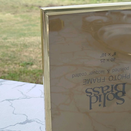 Double metal photo frame silvered in gold tone like new